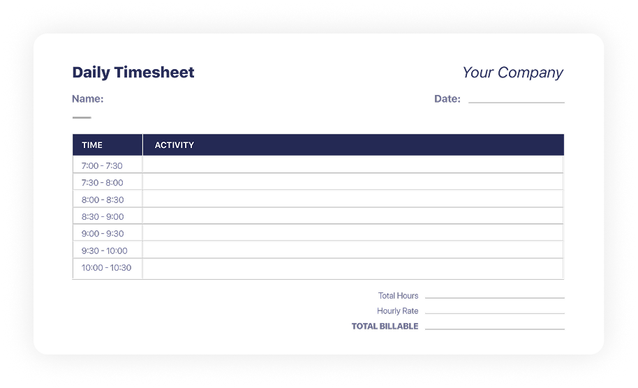 Descargar plantillas de hojas de tiempo diarias